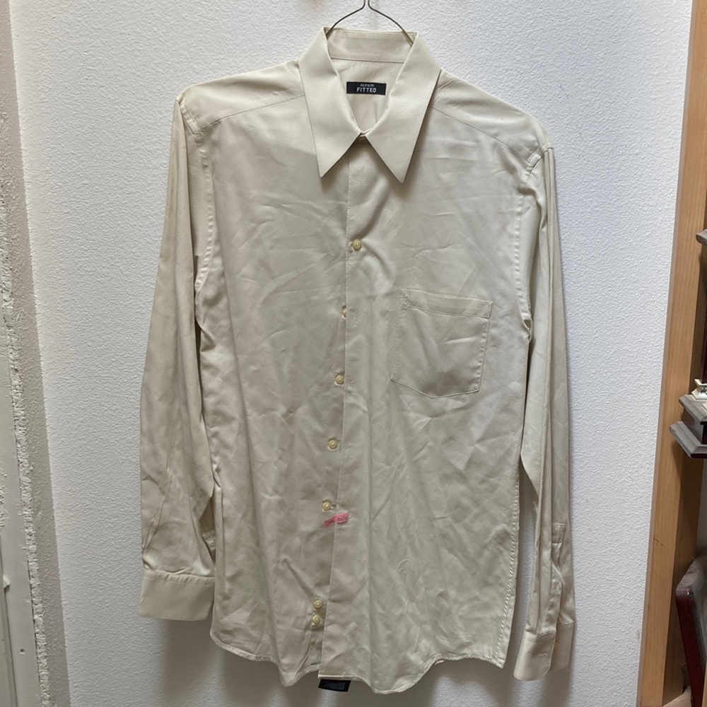Alfani fitted long sleeve button down ivory/cream/white mens 1X shirt - Picture 2 of 3